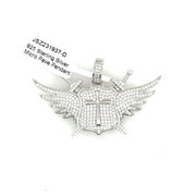 Cross + Shield + Wings Silver Pendant