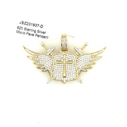 Cross + Shield + Wings Silver Pendant