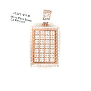 Recatangle with Round Stones Brass Pendant