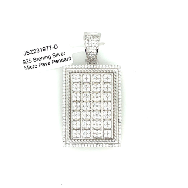 Rectangle Diamond Silver Pendant