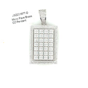 Recatangle with Round Stones Brass Pendant