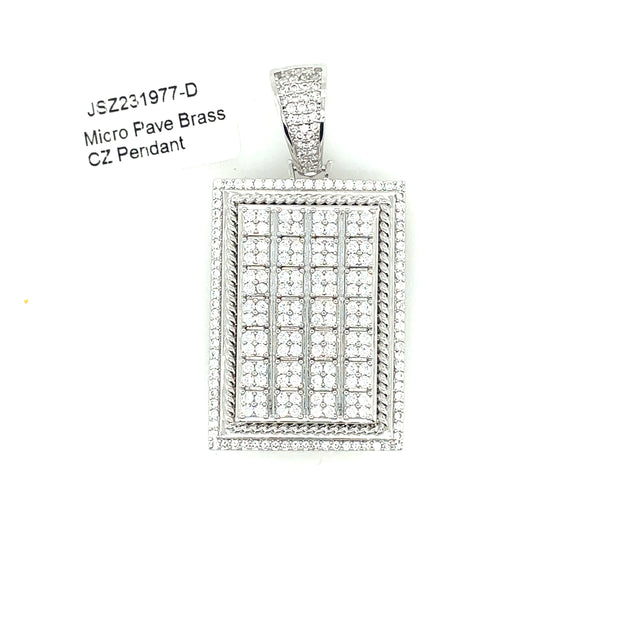 Recatangle with Round Stones Brass Pendant