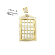 Recatangle with Round Stones Brass Pendant