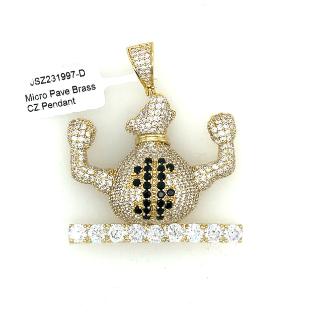Money Bag Strong + Flex Brass Pendant