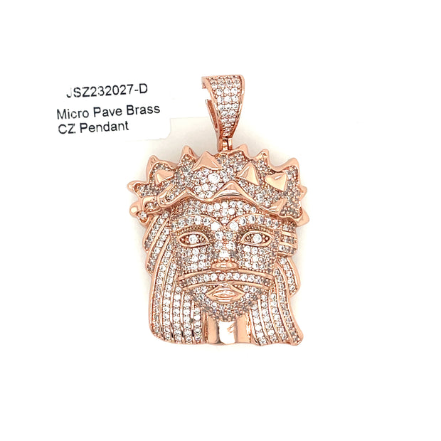Jesus With Crown Brass Pendant