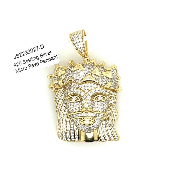 Jesus with Crown Silver Pendant