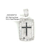 Cross Dog Tag Silver Pendant