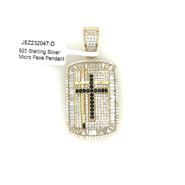 Cross Dog Tag Silver Pendant