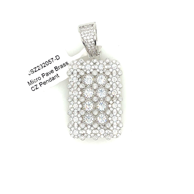 Recatangle with Round Stones Brass Pendant