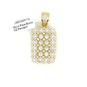 Recatangle with Round Stones Brass Pendant