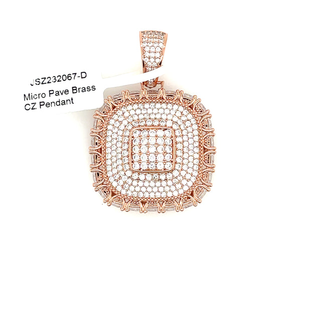 Square with Diamonds Brass Pendant
