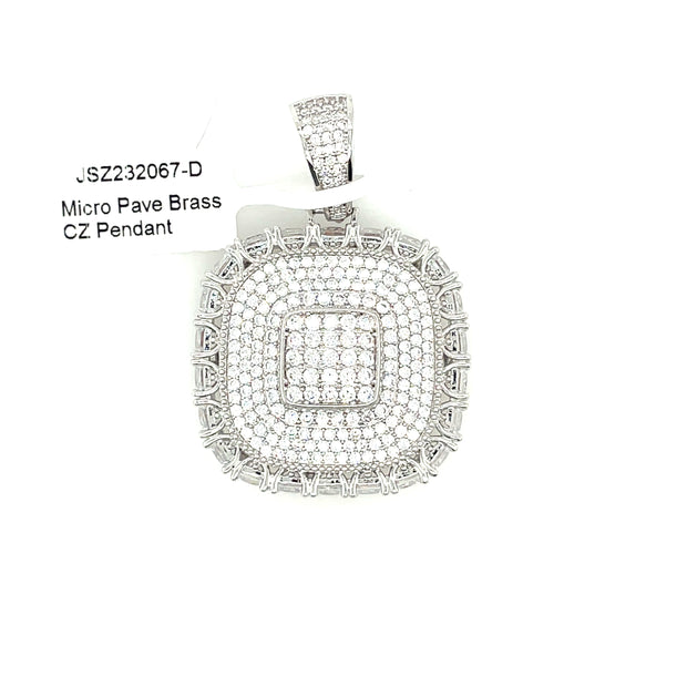 Square with Diamonds Brass Pendant