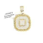 Square with Diamonds Brass Pendant