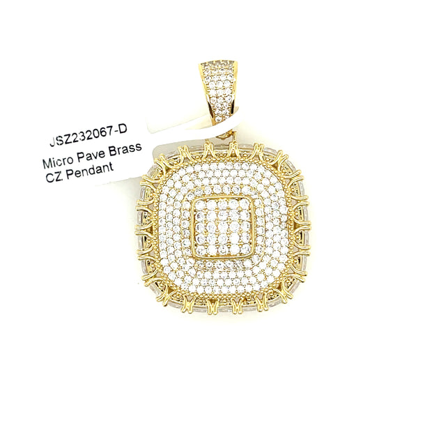 Square with Diamonds Brass Pendant