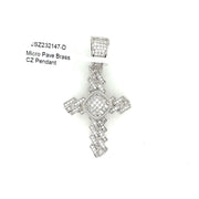 Cross (Round & Baguette Stones) Brass Pendant