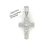 Cross (Round & Baguette Stones) Brass Pendant