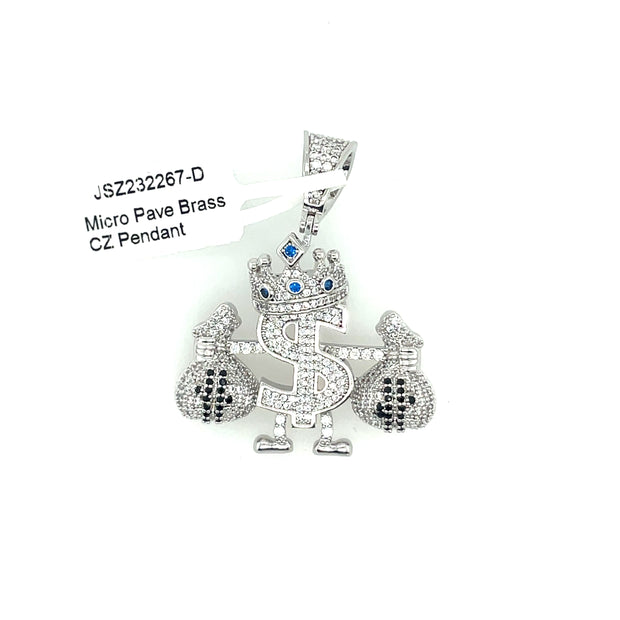Doller Sign Holding Bags & Crown Brass Pendant