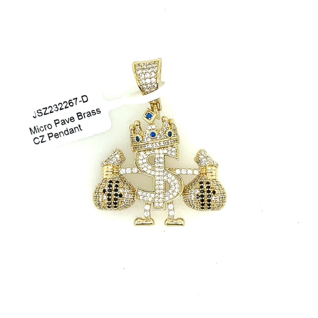 Doller Sign Holding Bags & Crown Brass Pendant