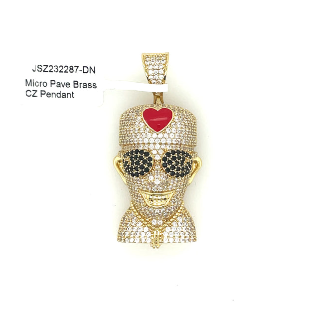 Man with Heart Brass Pendant