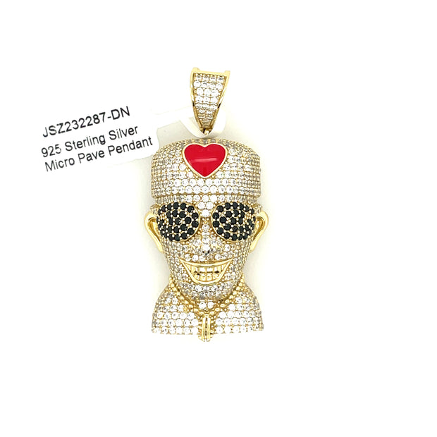 Man with Heart + Glasses Silver Pendant