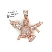 Money Bag + Gun + Wings Brass Pendant