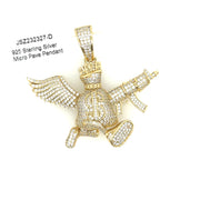 Money Bag Guns Silver Pendant