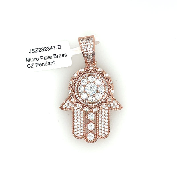 Hamsa Hand Brass Pendant