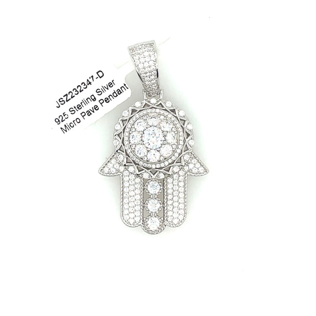 Hamsa Hand Silver Pendant