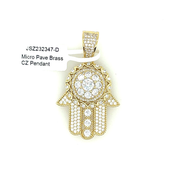 Hamsa Hand Brass Pendant