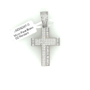 Cross (Round & Baguette Stones) Brass Pendant