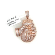 Hand with Money Bag Brass Pendant