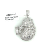 Hand with Money Bag Brass Pendant
