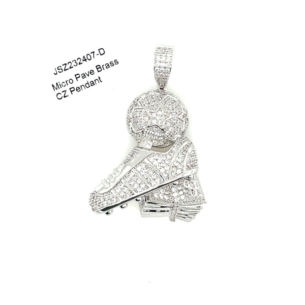 Soccer Ball With Shoe Brass Pendant