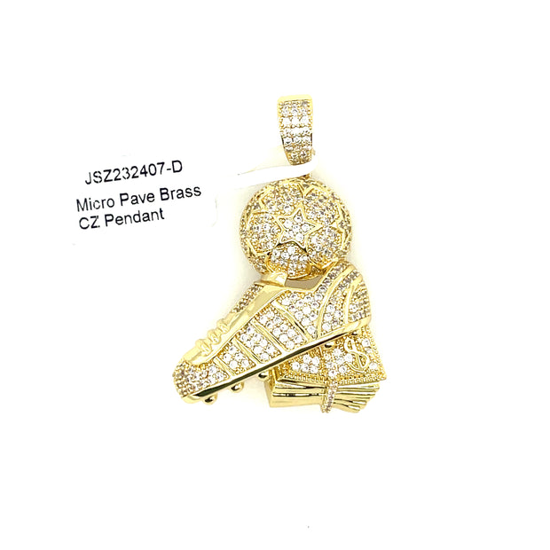 Soccer Ball With Shoe Brass Pendant