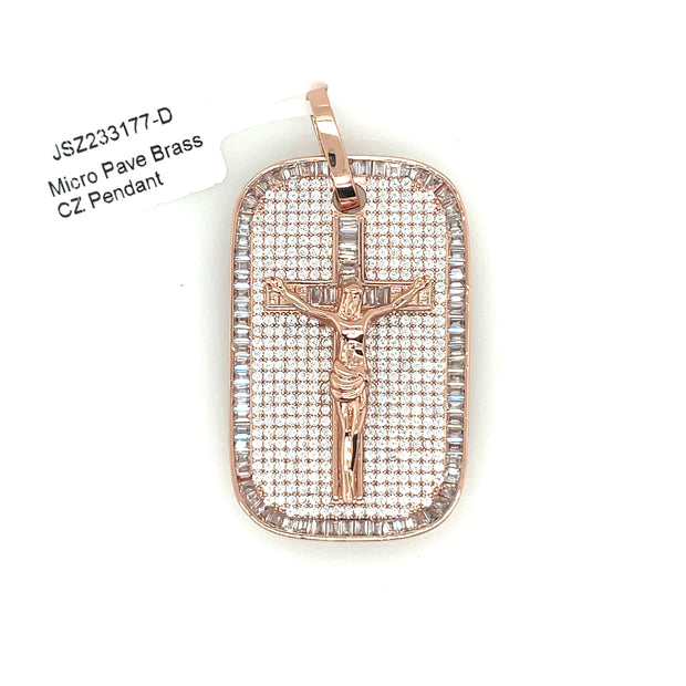Jesus Cross Dog Tag Brass Pendant