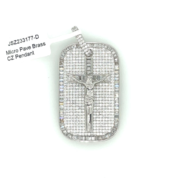 Jesus Cross Dog Tag Brass Pendant
