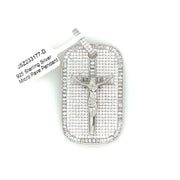 Jesus + Cross Dog Tag Silver Pendant