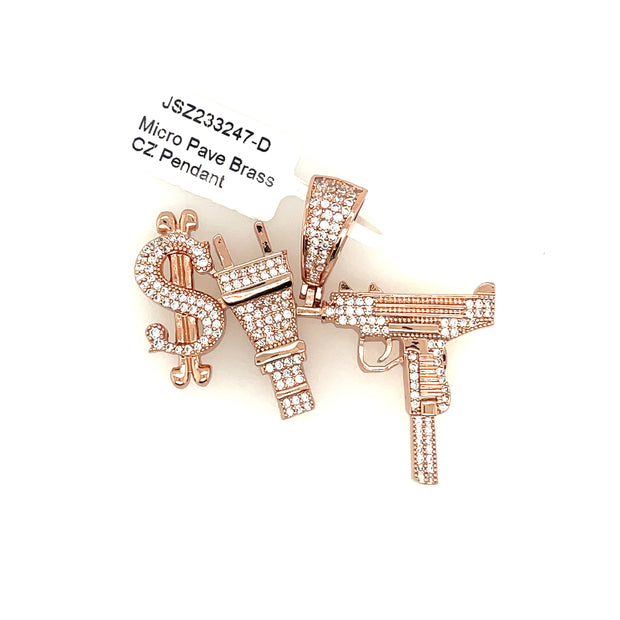Gun N Money Brass Pendant