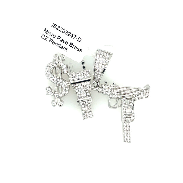 Gun N Money Brass Pendant