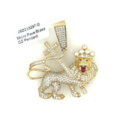 Lion With Cross Brass Pendant