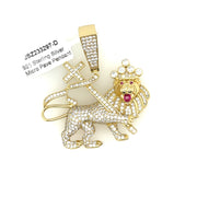 Lion with Cross Silver Pendant