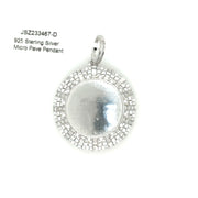 Circle Picture Pendant with Baguette Silver Pendant