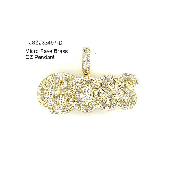 Baguette Boss Brass Pendant