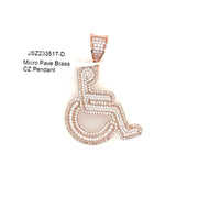 Wheelchair Brass Pendant