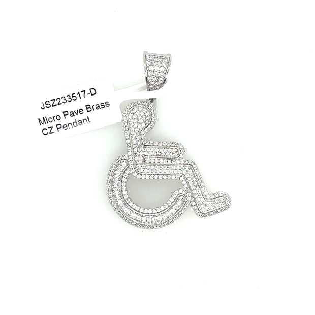 Wheelchair Brass Pendant