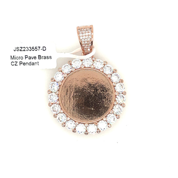 Circle Picture Brass Pendant (Round Diamond) Brass Pendant