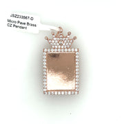 Rectangle Picture Brass Pendant with Crown Brass Pendant