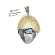 Man with Glasses Brass Pendant