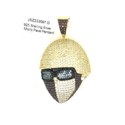 Man with Glasses Brass Pendant