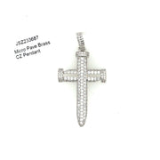 Cross + Nail Brass Pendant